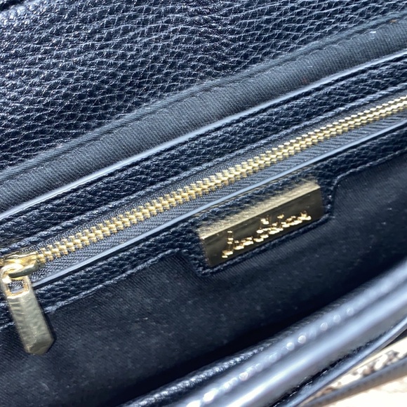 Sam Edelman Terri flap black leather snakeskin detail hand bag/purse - Picture 10 of 16